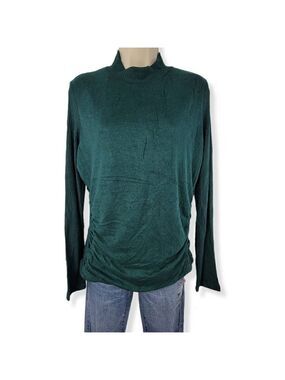 BCX Green Mock collar Sweater with side ruching Large Juniors
